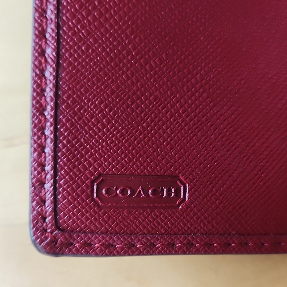 Coach Brown and Burgundy Canvas Wallet - Picture 4 of 8